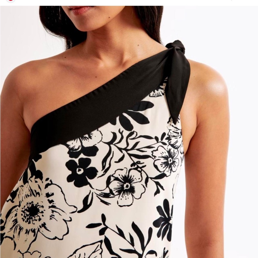 Abercrombie & Fitch One Shoulder Black and Cream Dress